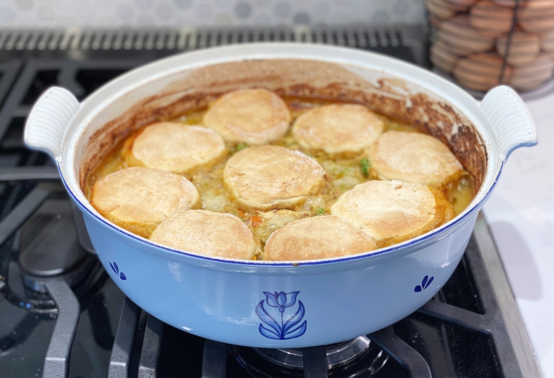 Dutch Oven Chicken Biscuit Pot Pie