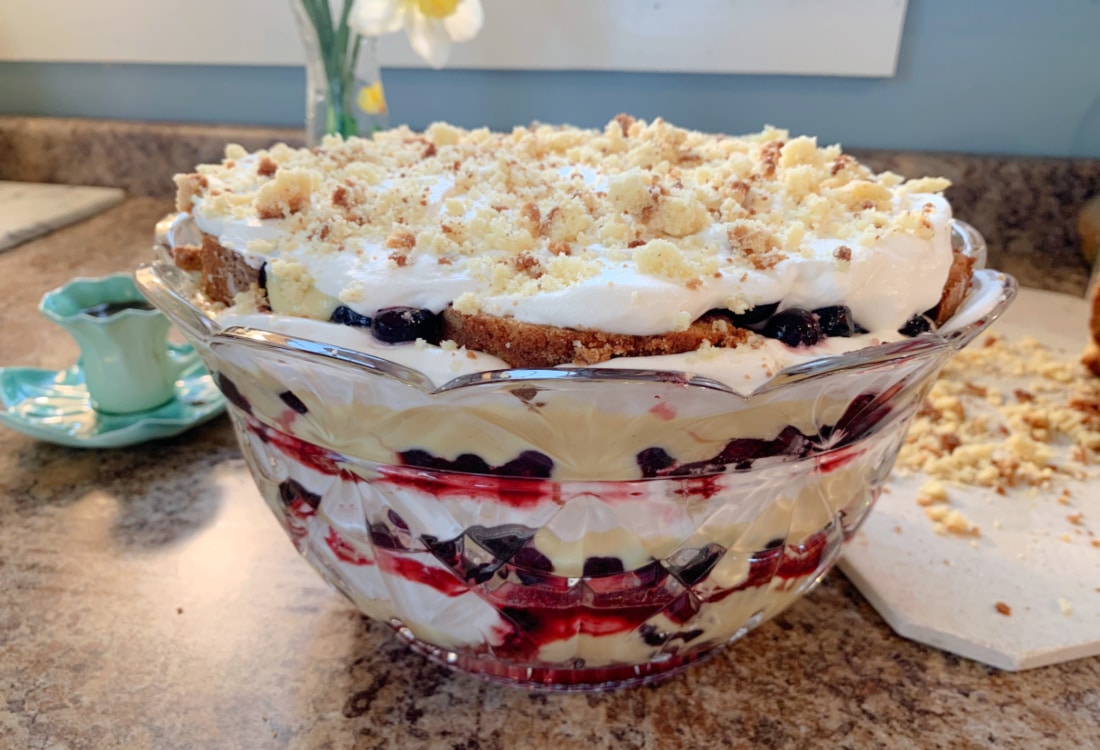 Layered Trifle with Pound Cake and Blueberries